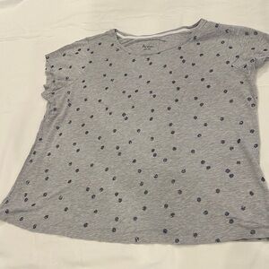 Boden Gray with Silver/Pewter Sparkle Polka Dots Short Sleeve Tee